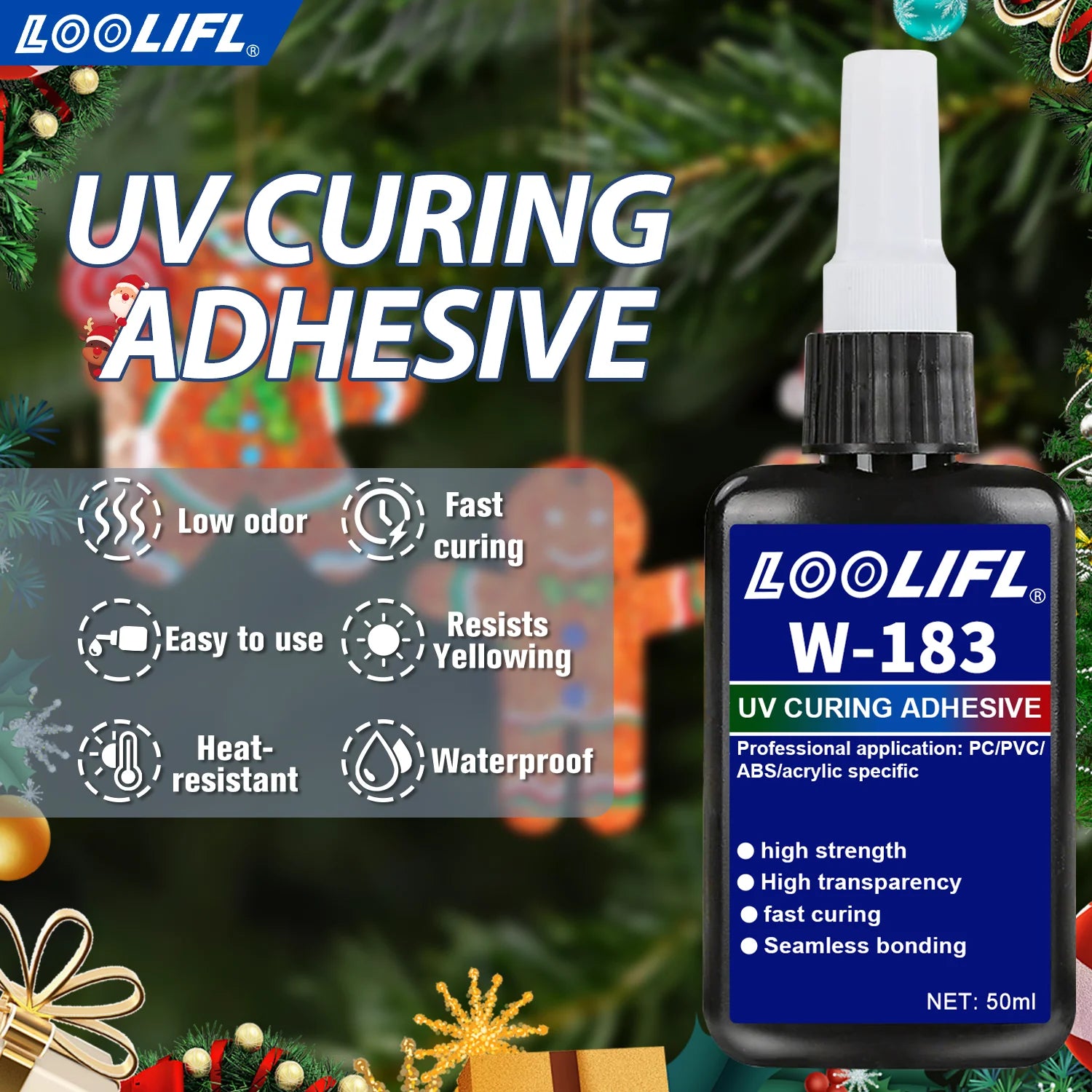 50ml UV Glue UV Curing Adhesive Clear Transparent Shadowless Glue for Glass Crystal Acrylic Metal DIY Craft
