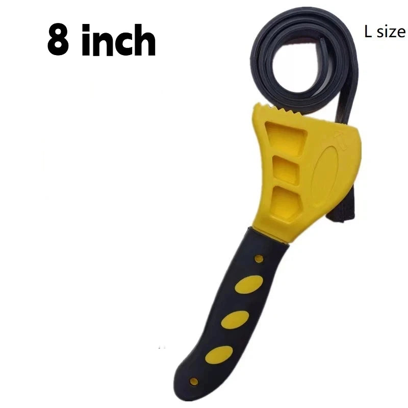 1Pcs 6/8inch Belt Wrench Oil Filter Puller Strap Spanner Chain Wrench Strap Opener, Adjustable Disassembly Tool