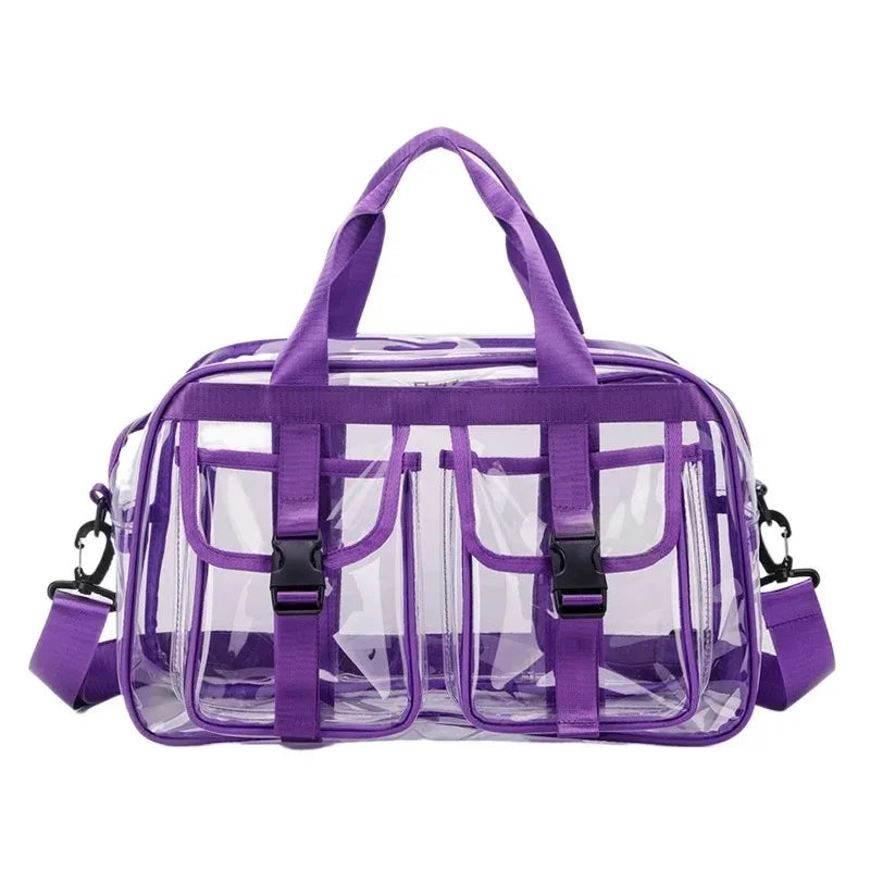 Fashion Versatile Solid Color PVC Transparent Travel Duffels 2025 New Hot Sale Zipper Simple Large Capacity Casual Shoulder Bag