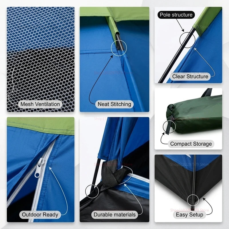 Ultralight Camping Tent for Hiking Shelter 2 Person Dual-layer Door Weatherproof Backpacking Equipment—Ideal for Adventures