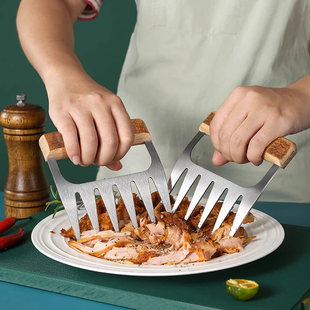 1/2pcs Stainless Steel Meat Carving Set Turkey Fork BBQ Meat Shredder Claws Carving Tool for Roast Poultry Kitchen Meat Slicer