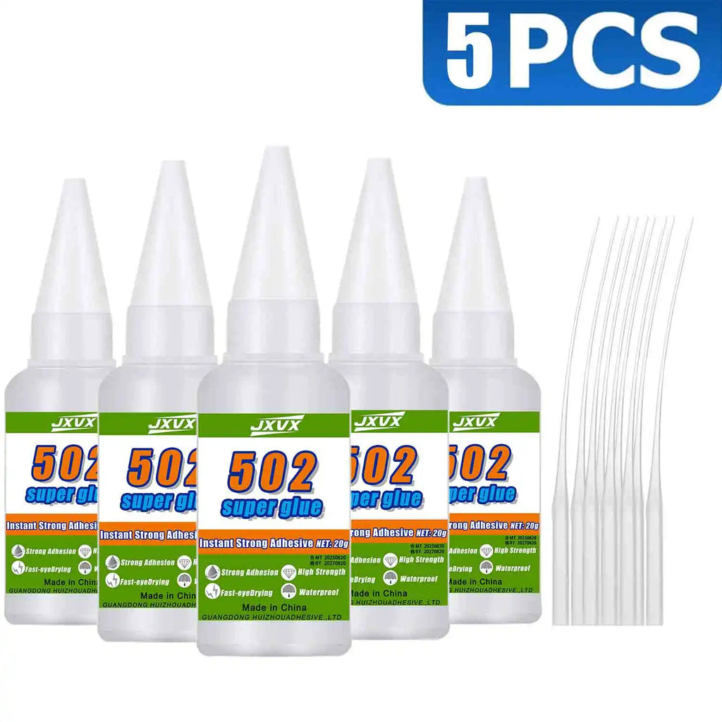 1-5pcs 502 super glue extra strong Multi-purpose quick-drying cyanoacrylate glue plastic toys shoes repair glue leather rubber wood metal strong adhesive 502 liquid glue tool, give precision dispenser.