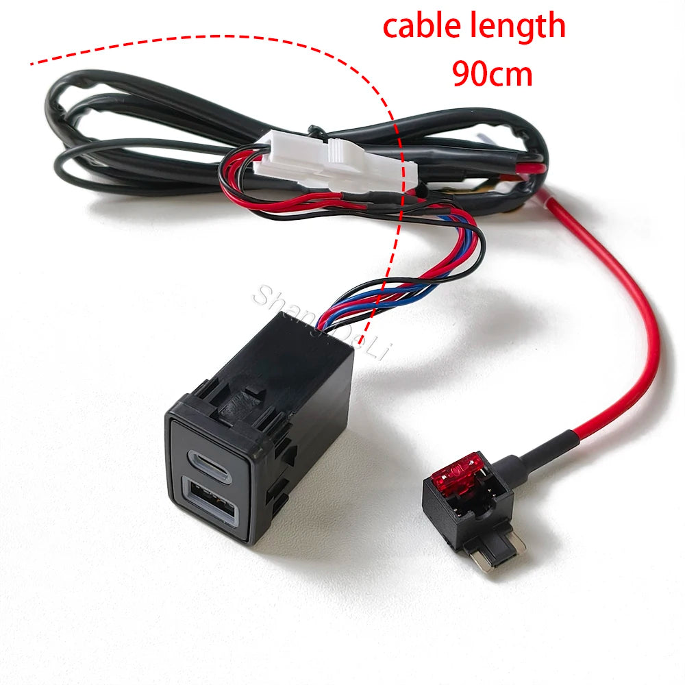 Car Quick Charger Dual Port TYPE-C PD QC3.0 USB Interface Socket for Nissan Teana Sylphy Qashqai X-TRAIL Serena Bluebird Navara