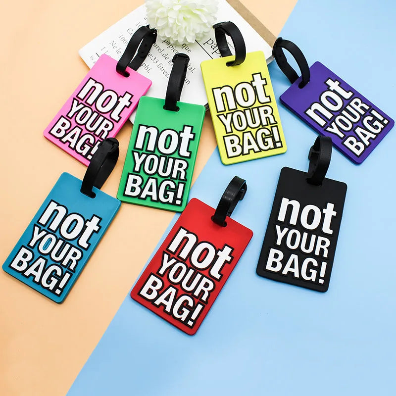 Fashion Creative Letter Not Your Bag Cute Travel Accessories Luggage Tags Suitcase Cartoon Style Silicon Portable Travel Label