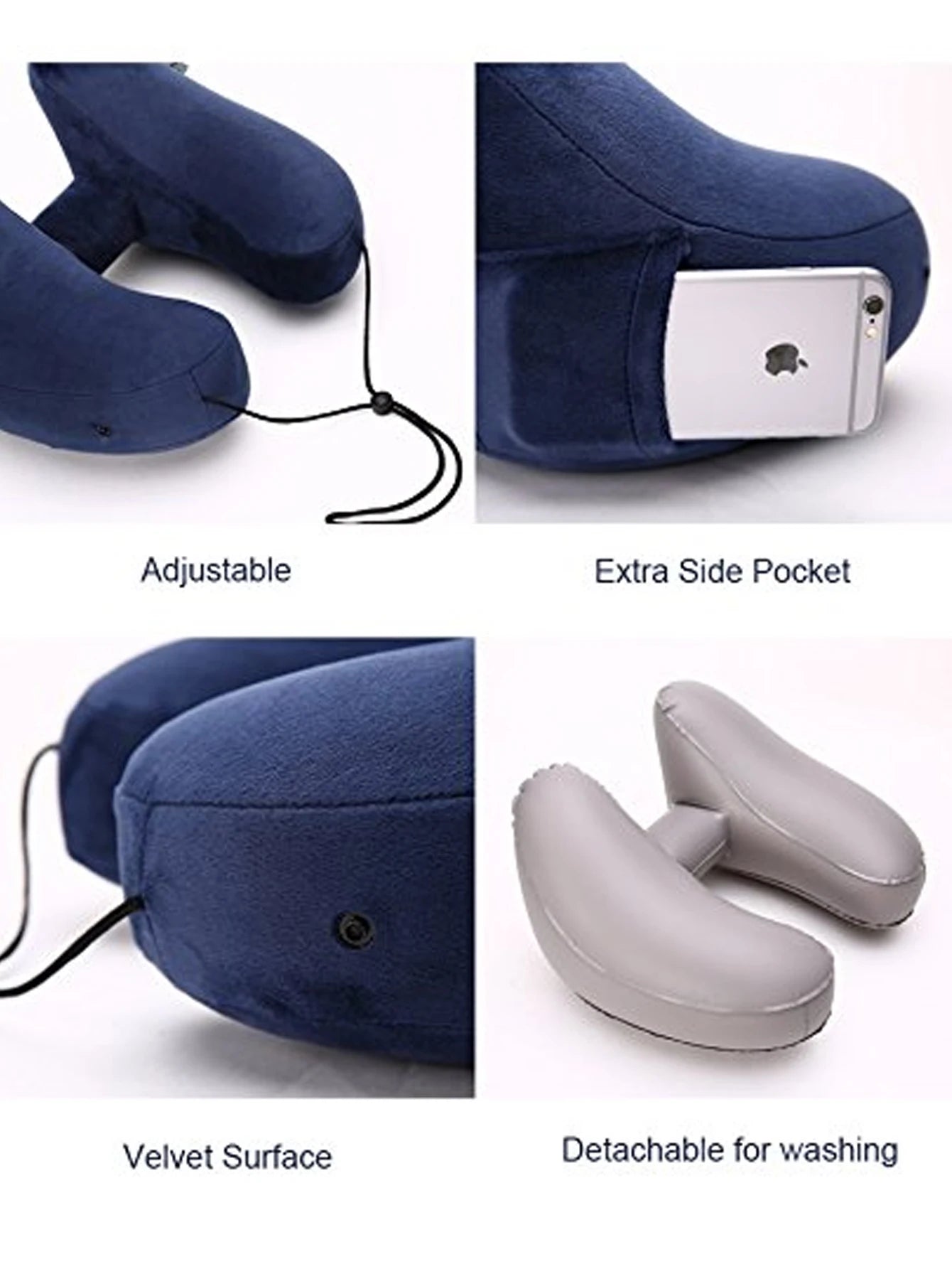 1PC Neck Pillow Travel Inflatable U-shaped Pillow H Hooded Aviation Neck Pillow with a Blackout Windproof Cap Portable