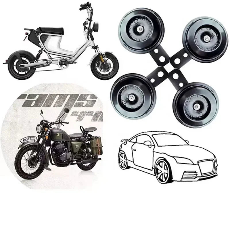 Universal Motorcycle Horn 12V 48V 60V E-Bikes Motorcycle Electric Horn Kits Waterproof Round Loud Horn Speaker