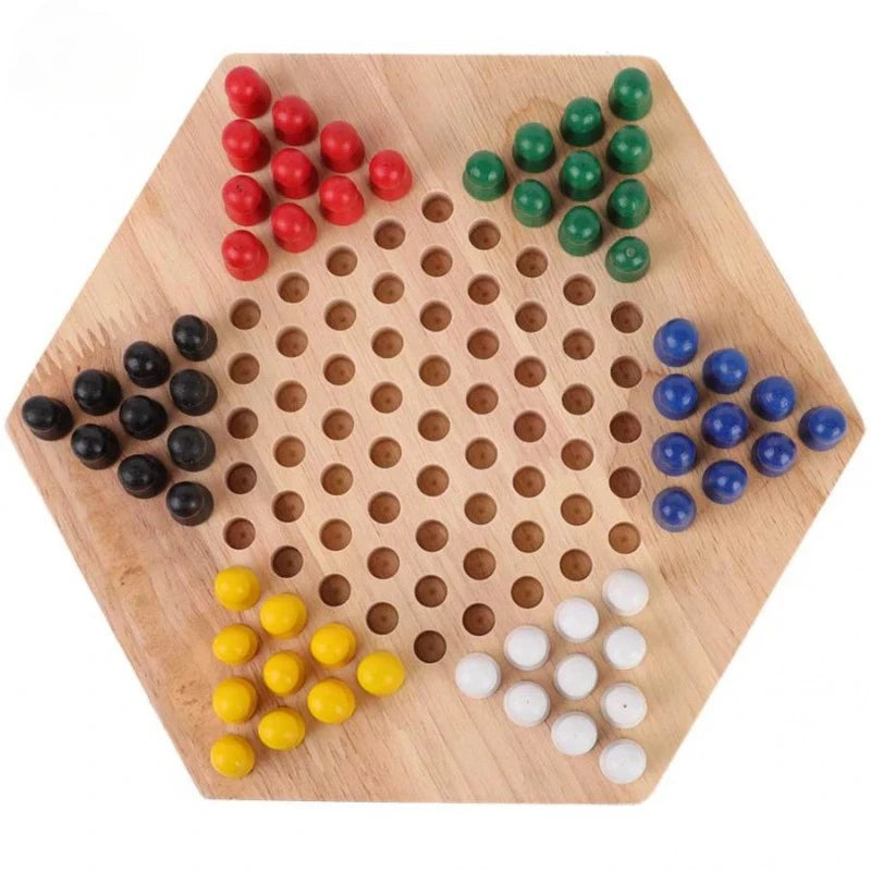 Chinese Checkers Set Wooden Educational Board Kids Classic Checkers Set Strategy Board Set Kid Family Toy Chess Board Game Gift