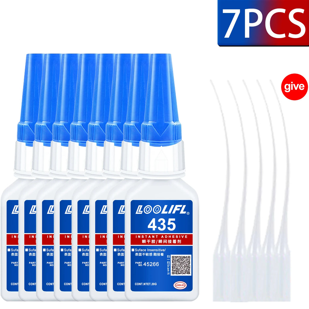 LOOLIFL 20g 435 Super Glue Quick-drying Cyanoacrylate Instant Leather Rubber DIY Wood Metal Strong Bond Liquid Adhesive Tool