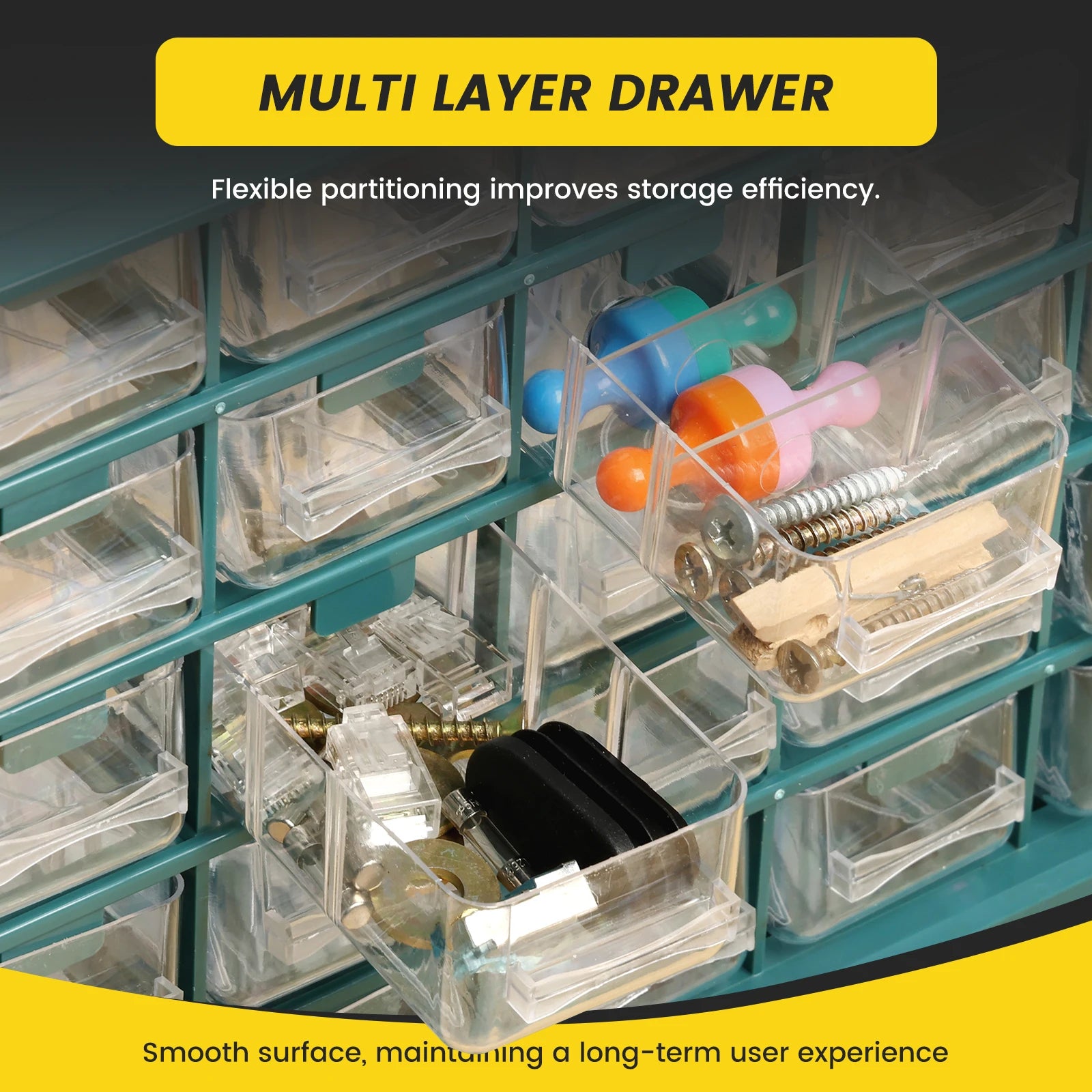 Hardware Storage Organizer, 25 Grids Drawer Parts Cabinet, Plastic Hardware Storage Organizer for Nuts Bolts Crafts Tool