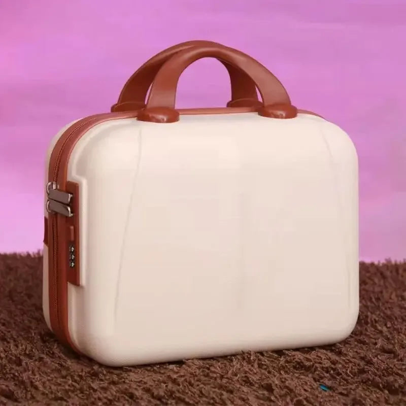 2025 New 14 inch Hard Shell Waterproof Shockproof Portable Mini Suitcase Password Lock Storage Cosmetic Bag Carry-on Luggage