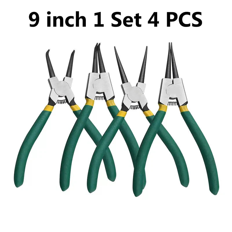 5/7/9 inch Snap Ring Pliers Set Heavy Duty Internal/External Circlip Pliers Kit Straight Bent Jaw for Ring Remover Retaining