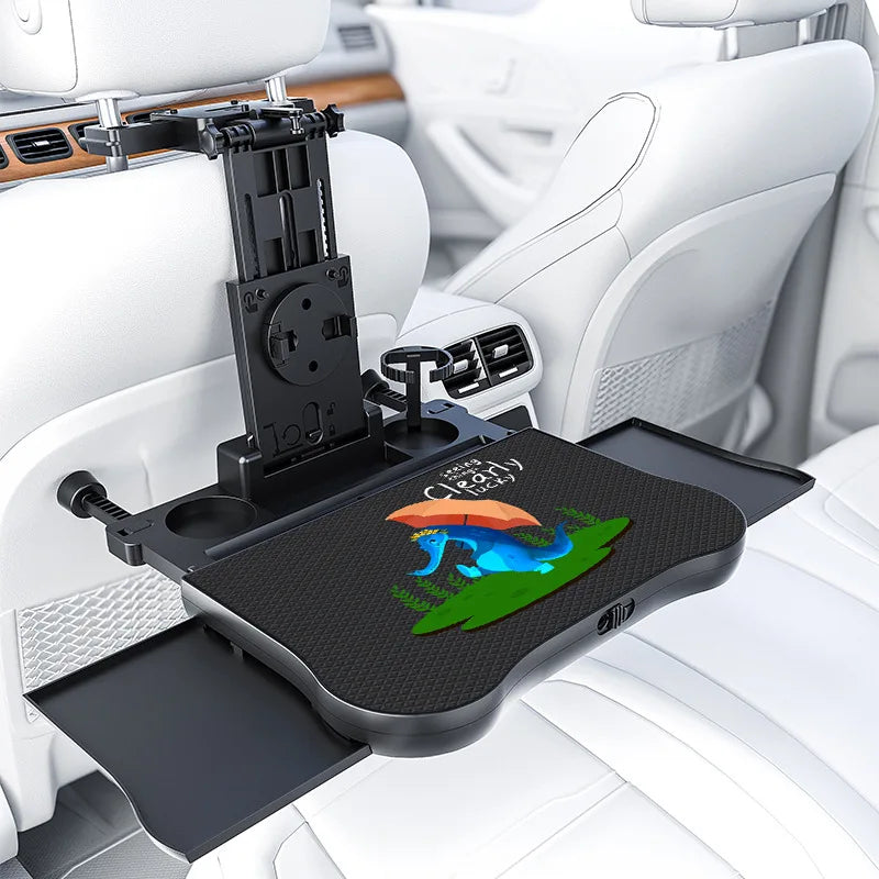 360° Rotating Car Tray Table - ABS Backseat Mount, Laptop & Drink Holder for Road Trips