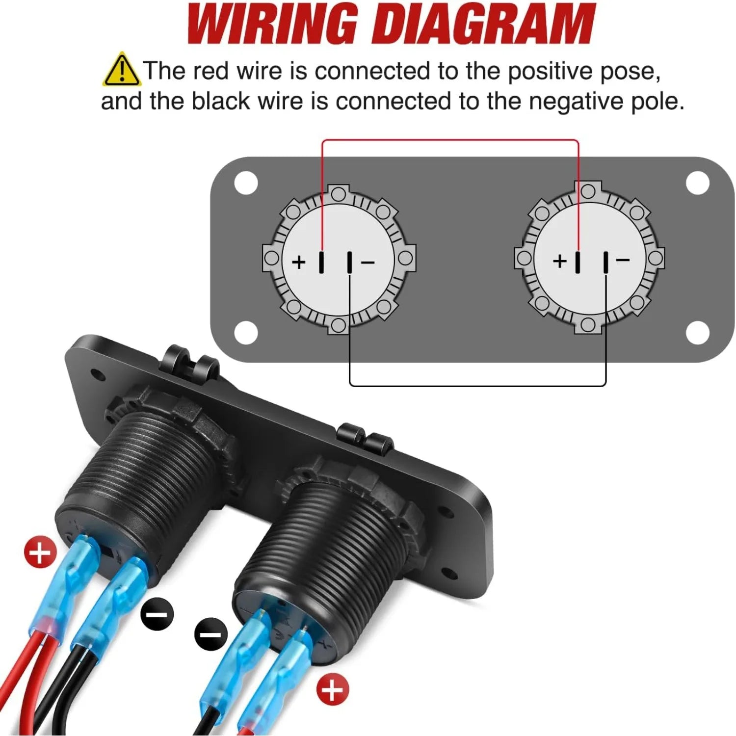 Nilight QC 3.0 Dual USB Charger and Cigarette Lighter Socket Pre-Wired 12V-24V with Cigar Power for Cars Trucks