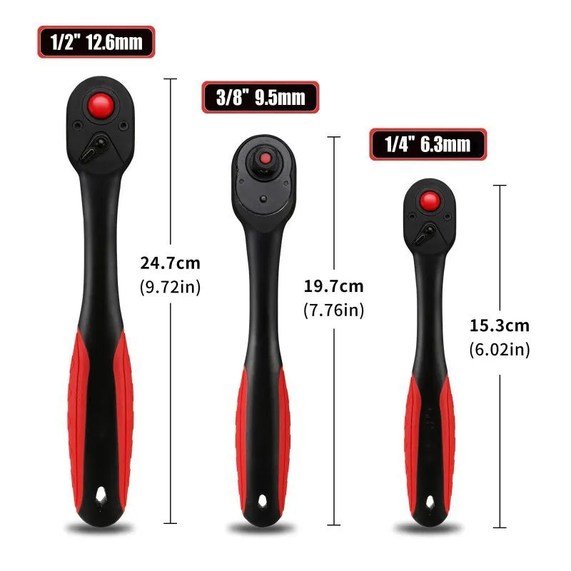 1/4 3/8 1/2 Inch High Torque Ratchet Wrench Reversible Quick Release Socket Wrench for Car Repairs Hand Tool