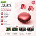 HTC NE75 Wireless Headphones 135 Language AI translator Earbud Low Latency Battery Display Long Battery Soft Bluetooth Earphones
