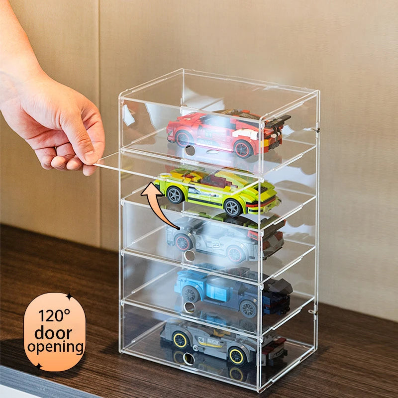 Fully Transparent Acrylic Car Model Display Case 2-6 Layer Storage Box With Door Hot Wheels Acrylic Cabinet For 1/32 Racing Car