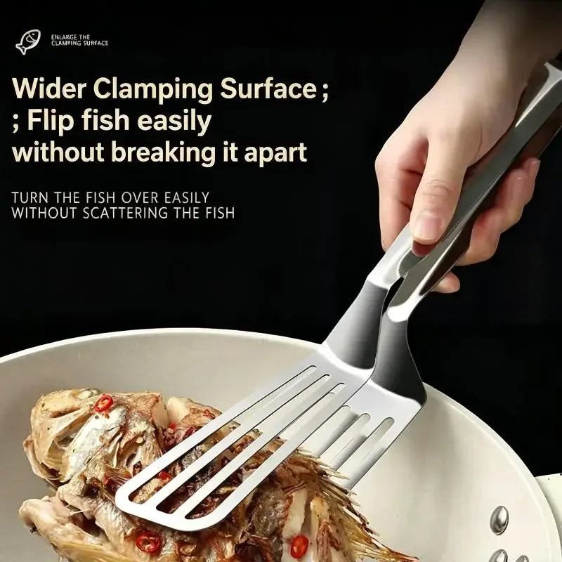 Stainless Steel Serving Tongs Fish Gripper Pizza Clip Grill Tongs Heat Resistant For Steak Frying Salad Kitchen Cooking Tool
