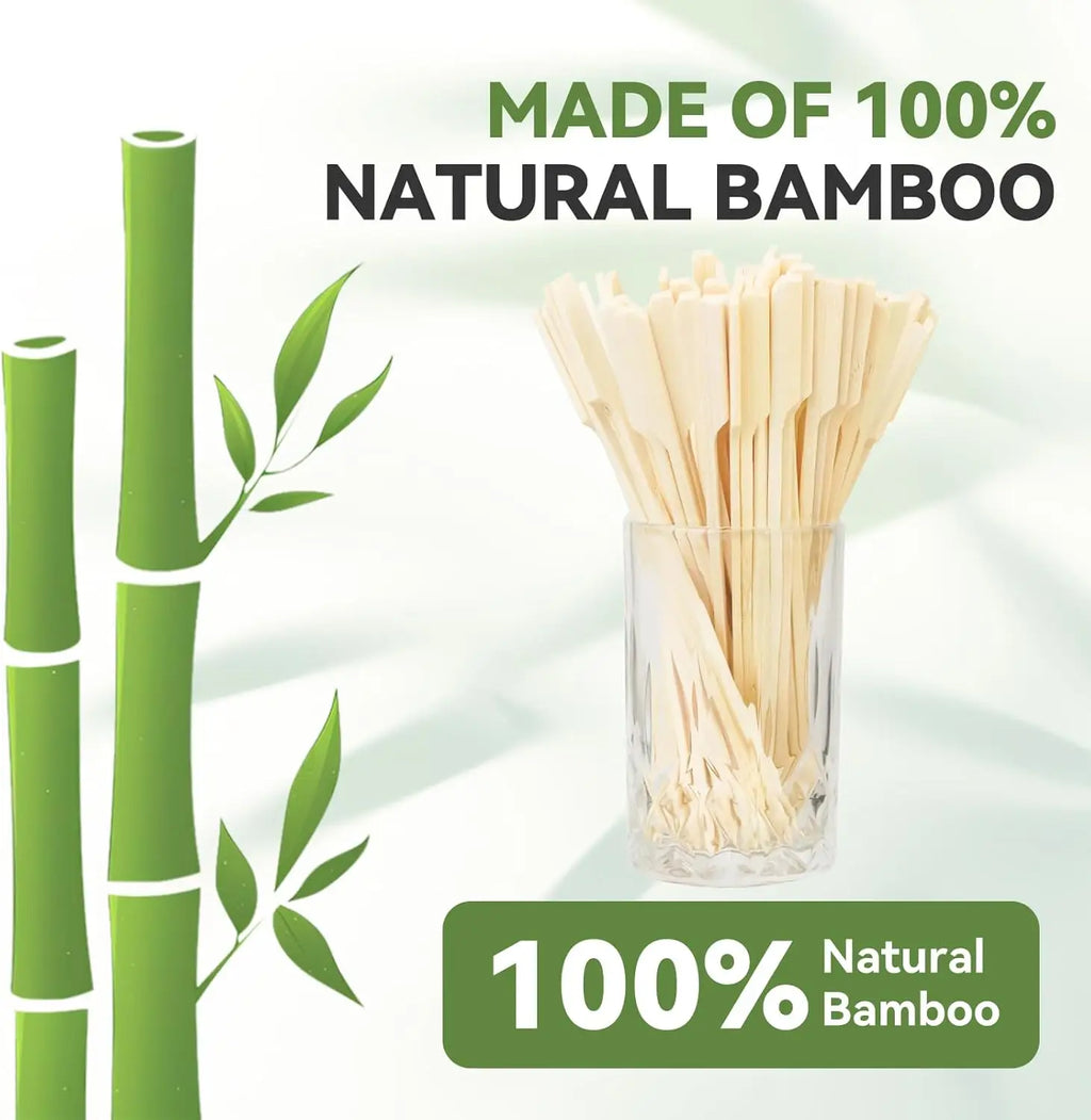 50/100pcs Bamboo Skewers Cocktail Picks for Appetizers Wooden 4.7 IN Sandwich Hamburger Skewers Disposable Fruits BBQ Food Forks