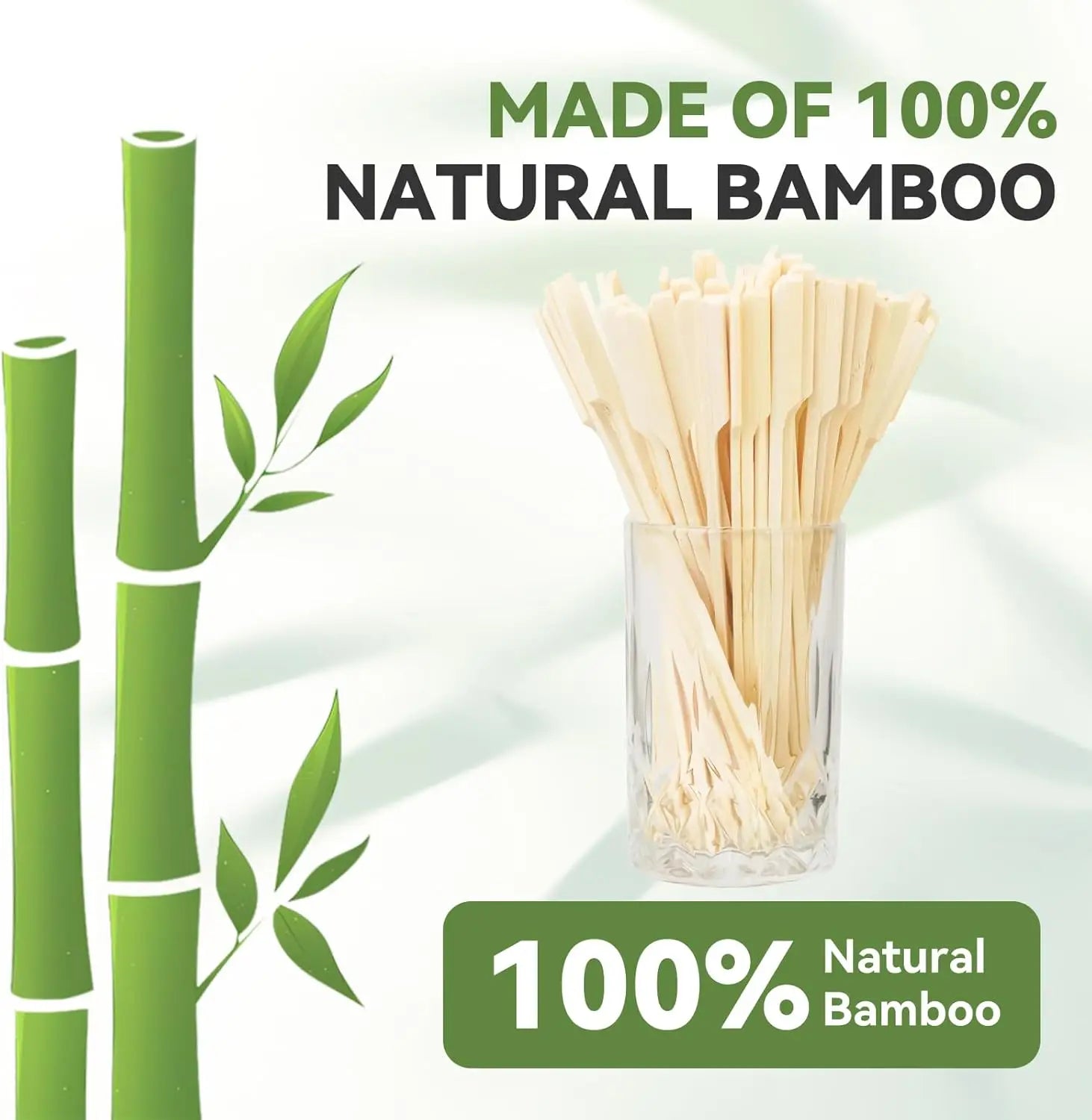 50/100pcs Bamboo Skewers Cocktail Picks for Appetizers Wooden 4.7 IN Sandwich Hamburger Skewers Disposable Fruits BBQ Food Forks