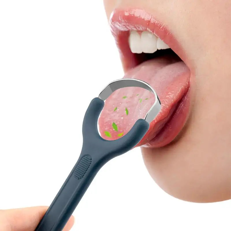 1PCS Stainless Steel Tongue Scraper Fresh Breath Cleaning Coated Tongue Toothbrush Oral Hygiene Metal Tongue Scraper