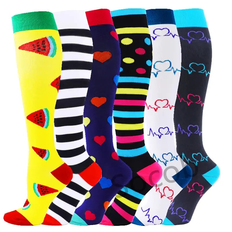 6/7 Pairs Compression Socks Varicose Diabetes Sock Running Cycling Hiking Touring Bicycle Marathon Outdoor Rugby Edema Long Tube