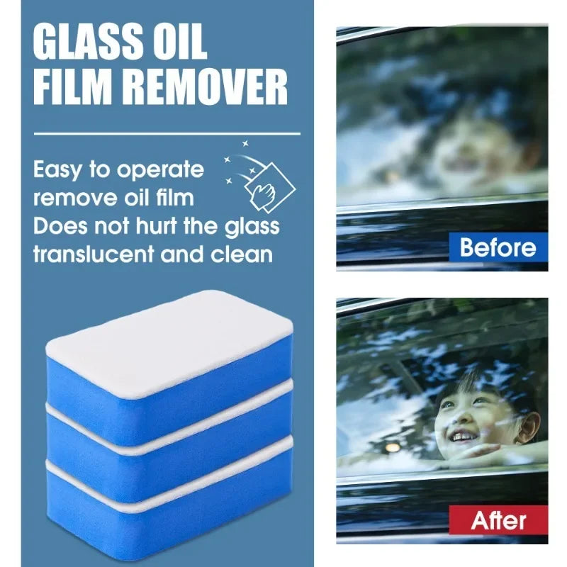 Car Glass Oil Film Cleaning Sponge Wiper Polishing Sponges Car Windshield Wool Felt Brush Oil Removal Tools