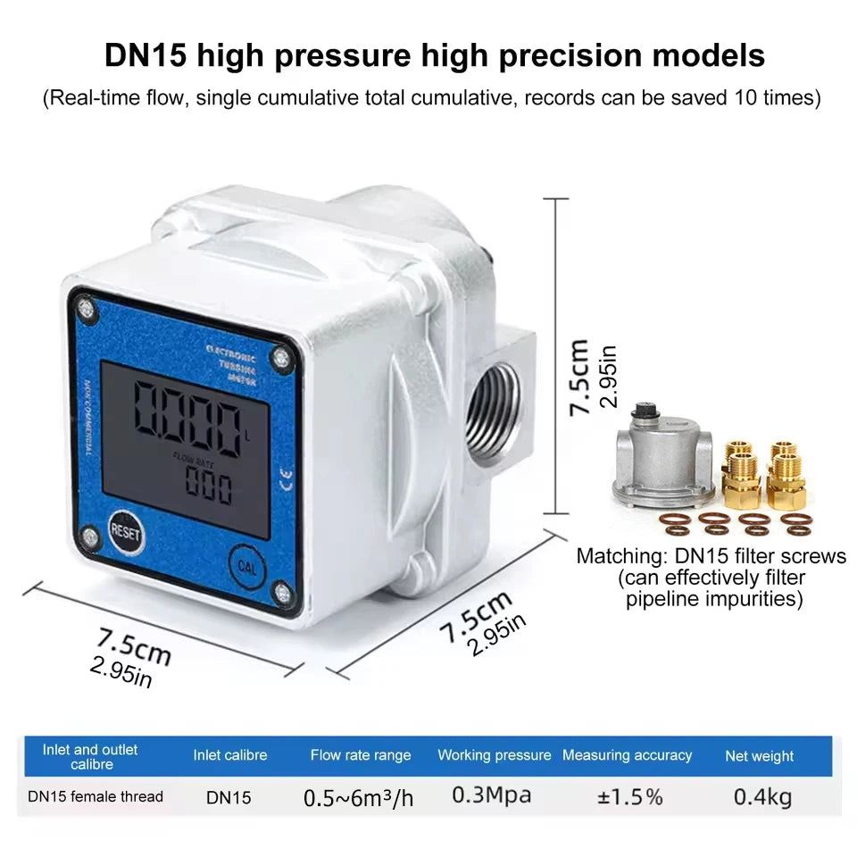 High Precision Gas Flow Meter Digital LCD Display Roots Flowmeter for Liquefied Natural Gas Oxygen Industry-Grade DN15/20/25