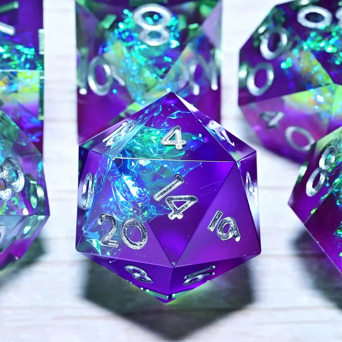 DND Resin Dice 7-Piece Set for Dungeons and Dragons DND 5e RPG Gift, Board Game Tabletop Role Playing Dice Game, Birthday Gift,