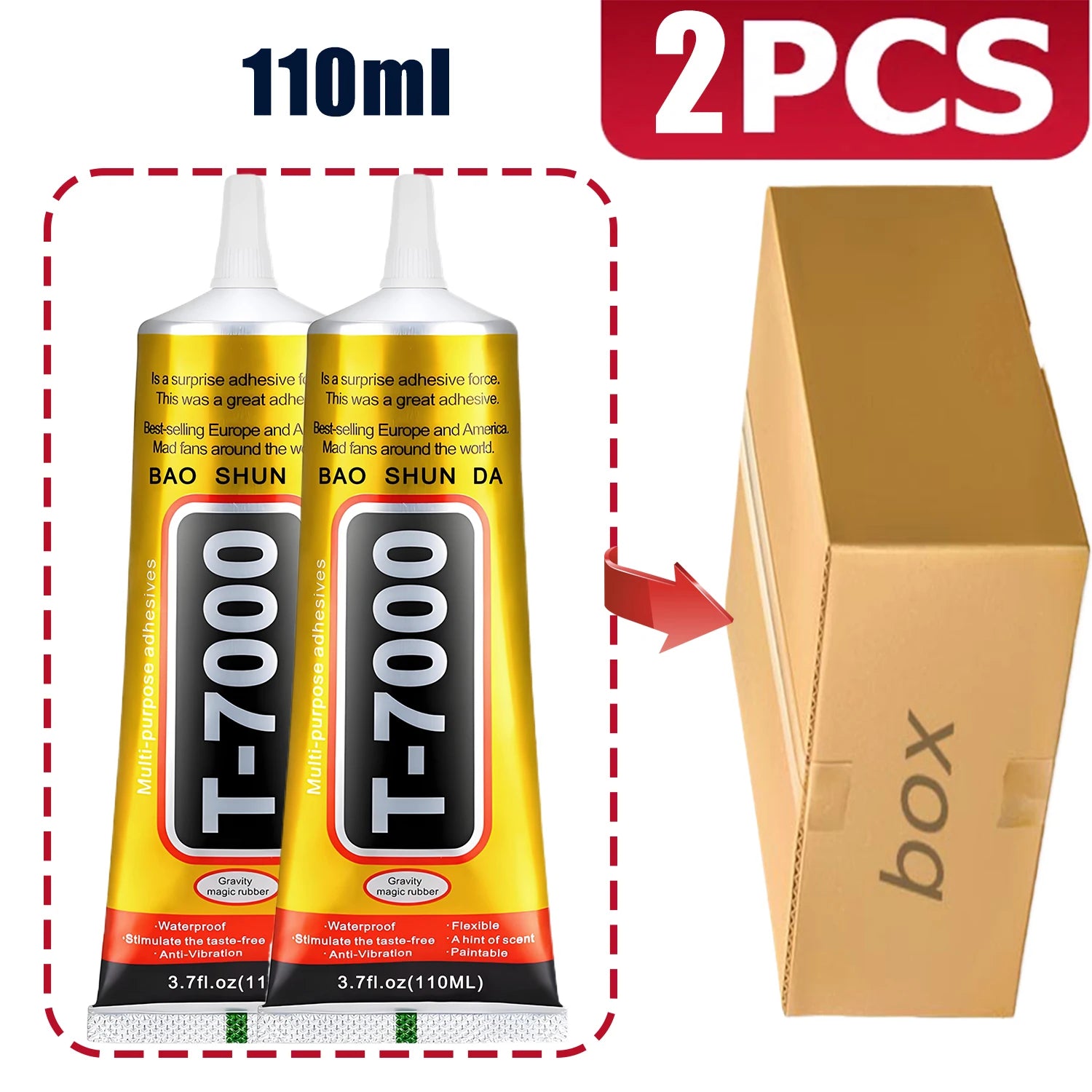 T7000 black (adhesive for jewels and mobile phones in 15 g, 25 g, 50 g, and 110 g)-Waterproof and highly durable resin adhesive