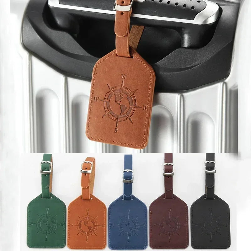 Cute Cat PU Leather Luggage Tag Suitcase Luggage Label Baggage Boarding Bag Portable Name ID Address Holder Travel Accessories