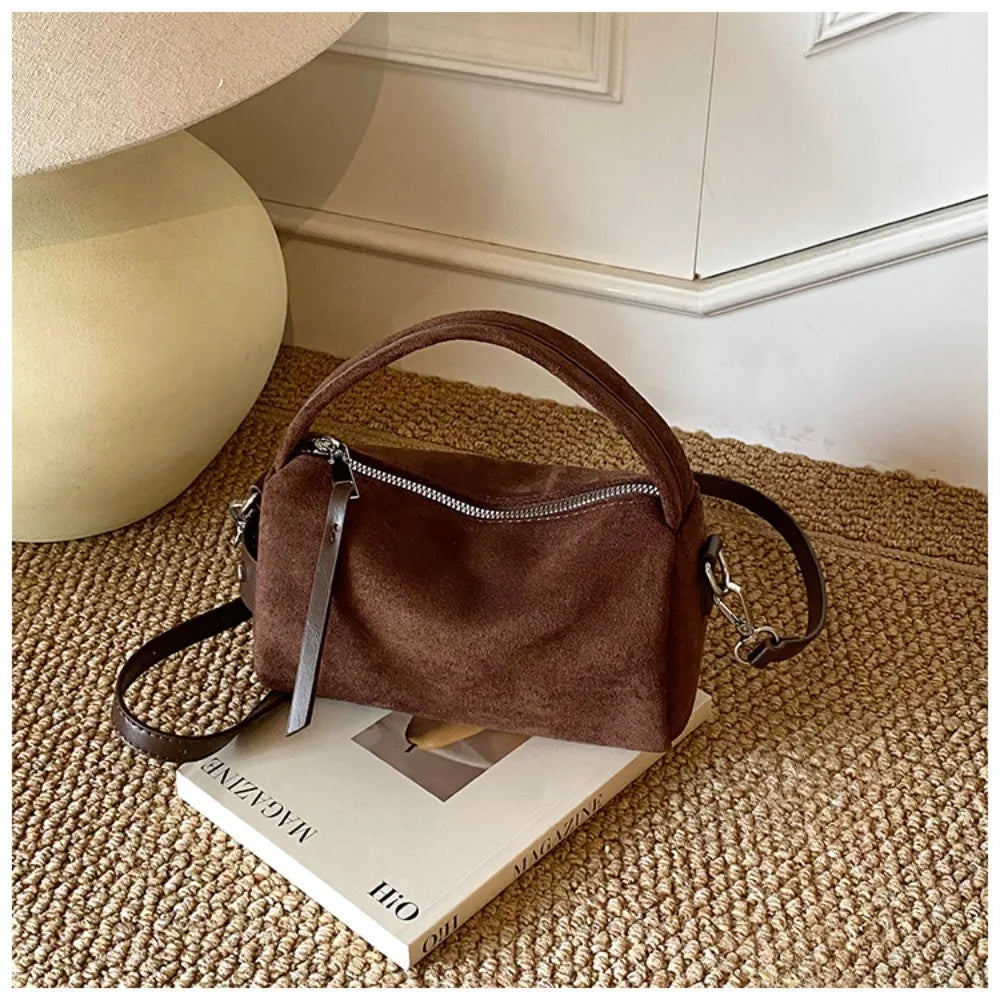 Luxury Mini Size Shoulder Bag Frosted Surface PU Leather Pillow Bag Matte Suede Women's Handbag Daily Use