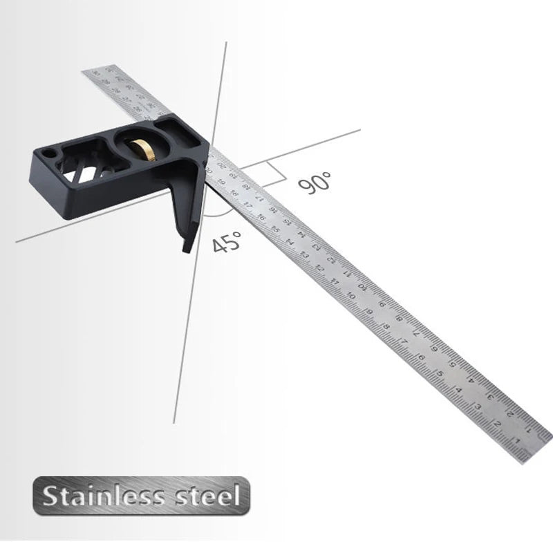 Multifunction Angle Ruler Positioning Limiter Marking Ruler 45/90 Degree Square Right Angle Ruler Line Scriber Measuring Tools