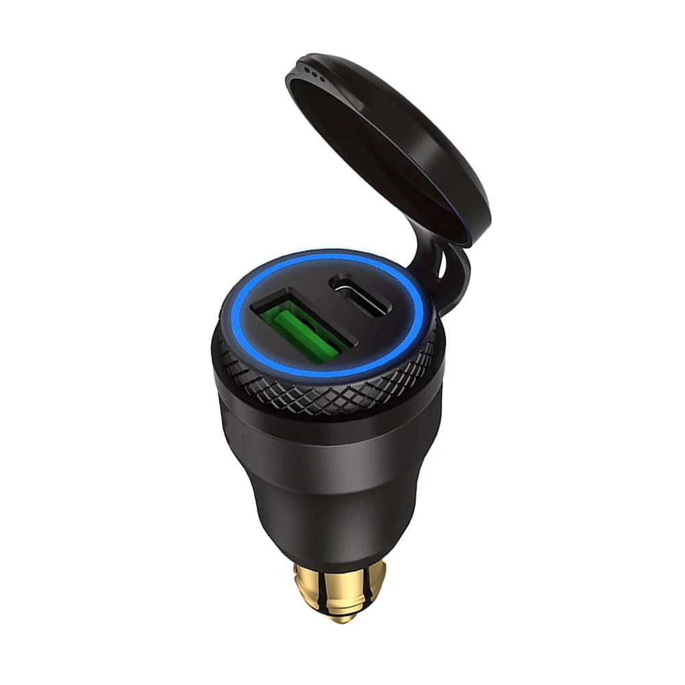 Aluminium Type-C PD Power Delivery USB Charger 30W QC 3.0 Quick Charger Waterproof for Hella DIN Socket BMW Ducati Triumph