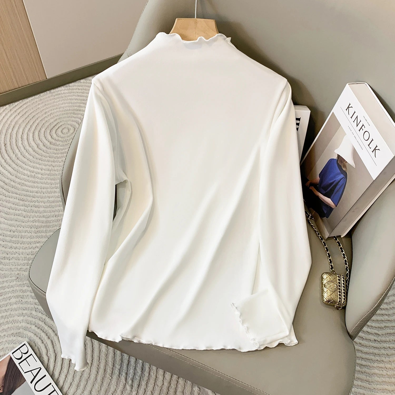 Inner Wear Autumn Winter Fleece Lined Fashion Big Size Tops 2026 Plus Size Women's Long Sleeve Turtleneck Velvet Base T-shirt