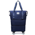 Oxford Cloth Gym Bag with Wheels Sport Dry-Wet Separation Collapsible Travel Tote Bag Expandable Large Capacity