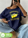 Plus Size 100% Cotton Shoulder Loose Print T-Shirt Oversized Y2K Style Graphic Tees Women Tops Summer Off The Shoulder Top