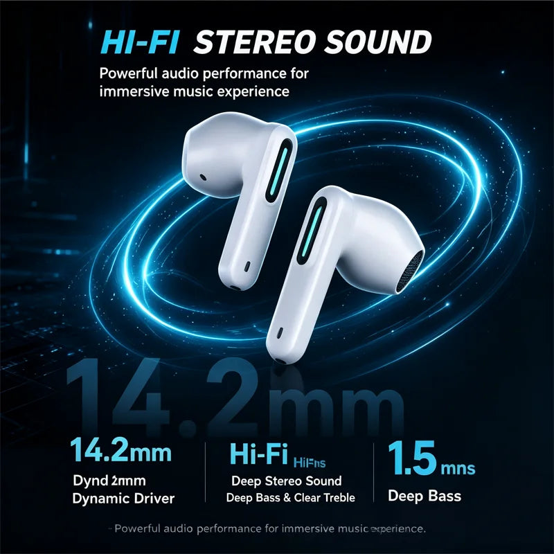 Lenovo EA189 Bluetooth 5.4 Wireless Earbuds LED Transparent Charging Case HiFi Stereo Sports Headphones Noise Reduction Headset