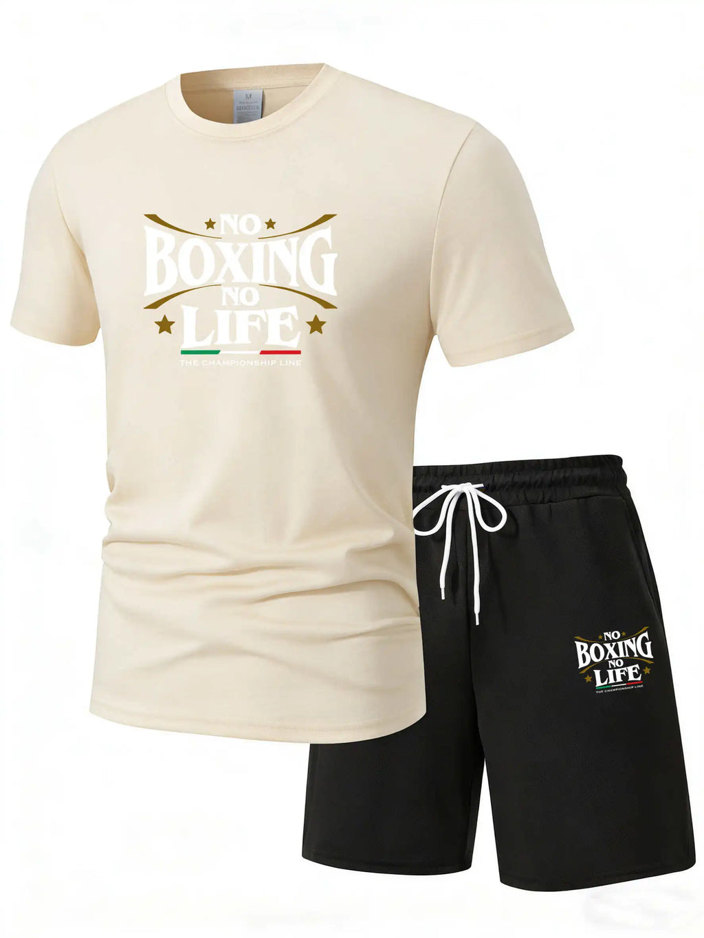 Summer Leisure Men'S 2-Piece Set No Boxing No Life Comfortable Breathable T-Shirt And Shorts Top Print T-Shirts Ensemble