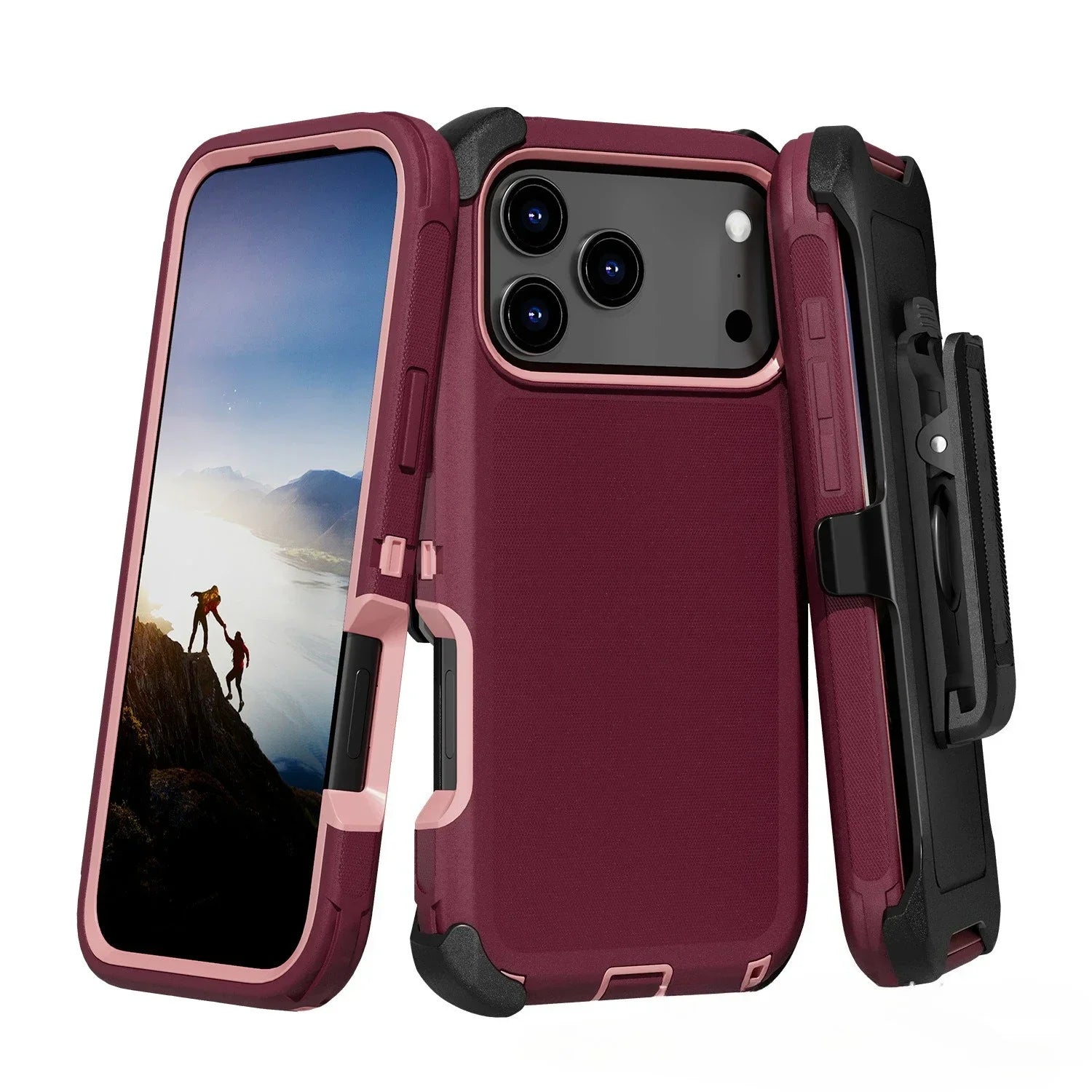Rugged Shockproof Case with Belt Clip 2-Tone Design Heavy Duty Protection Armor Shell for IPhone 17 Air 16 15 14 Plus 13 Pro Max