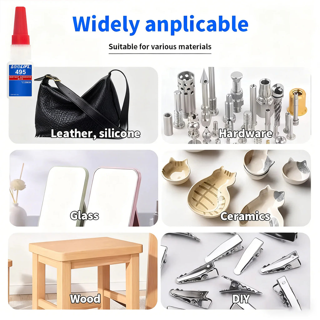 LOOLIFL 5PCS 495 Super Glue Plastic Professional Adhesive TransparentCyanoacrylate Glue Fast Drying Odorless Long Lasting Bondin