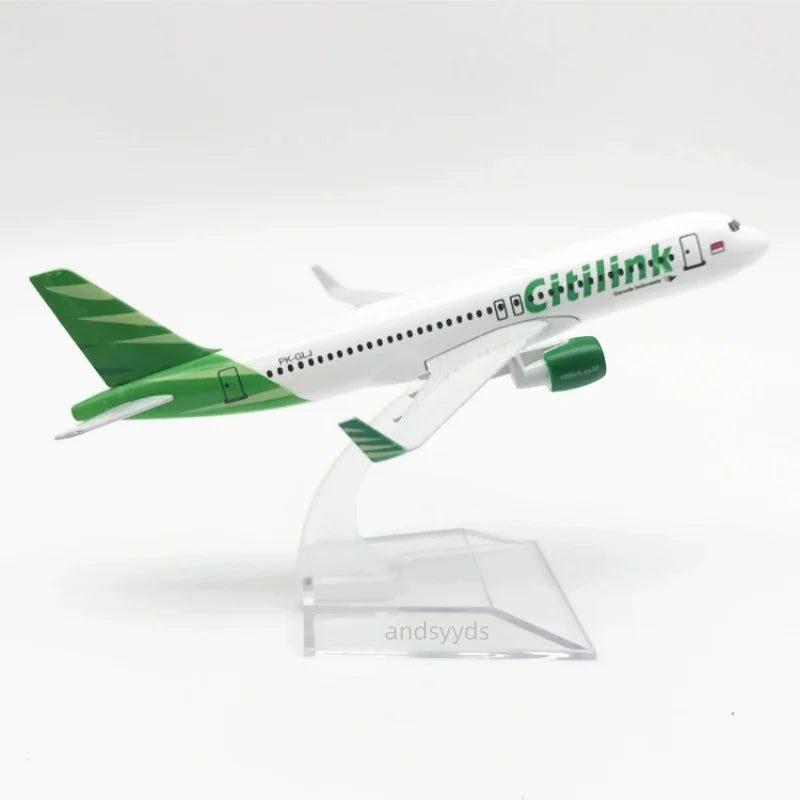 16CM Airplane Model A320 Indonesia Citilink Airways Alloy Metal Model Planes Toy Airplane For Children Collectible Desk