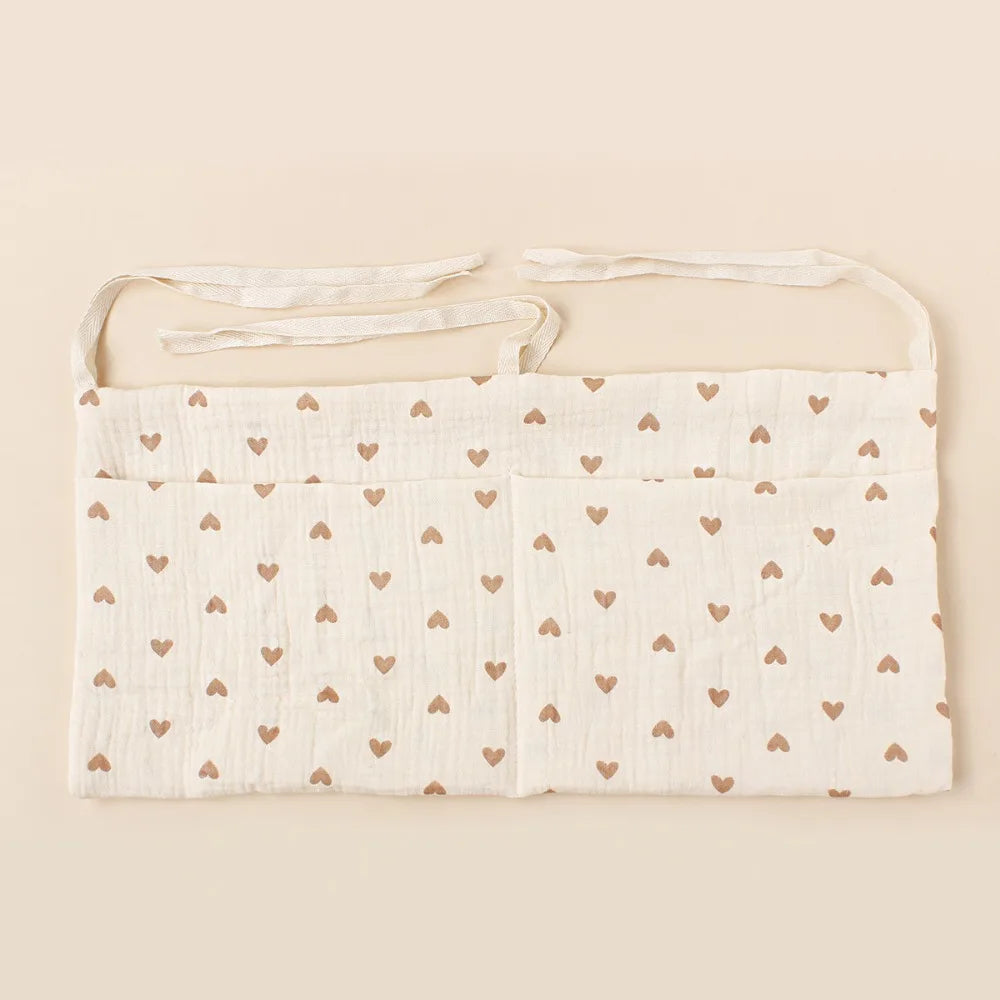 Space Saving Cotton Crib Storage Bag Large Capacity Dual-pocket Diaper Storage Bag Portable Stuff Organizer Stroller