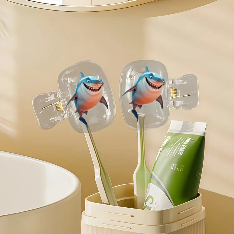 2pcs Blue Shark Portable Toothbrush Head Covers  Storage Boxes Protection Caps Essential Bathroom Additions for Outdoor Trips