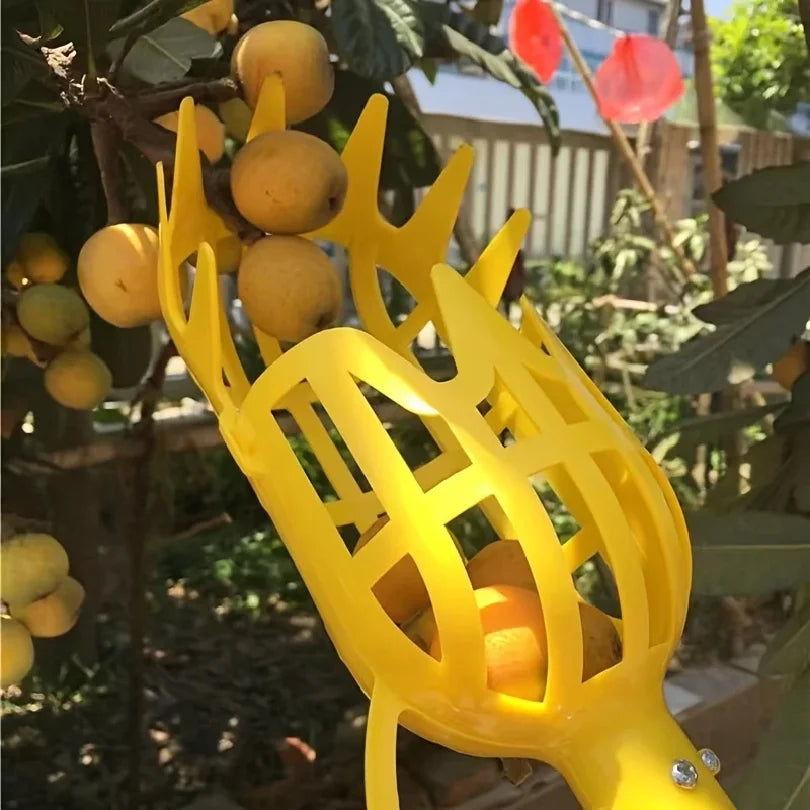 Yellow Polypropylene Fruit Picker Lightweight Reusable Ergonomic for Garden Harvesting Orchard Farm Food Safe Tool 1PC