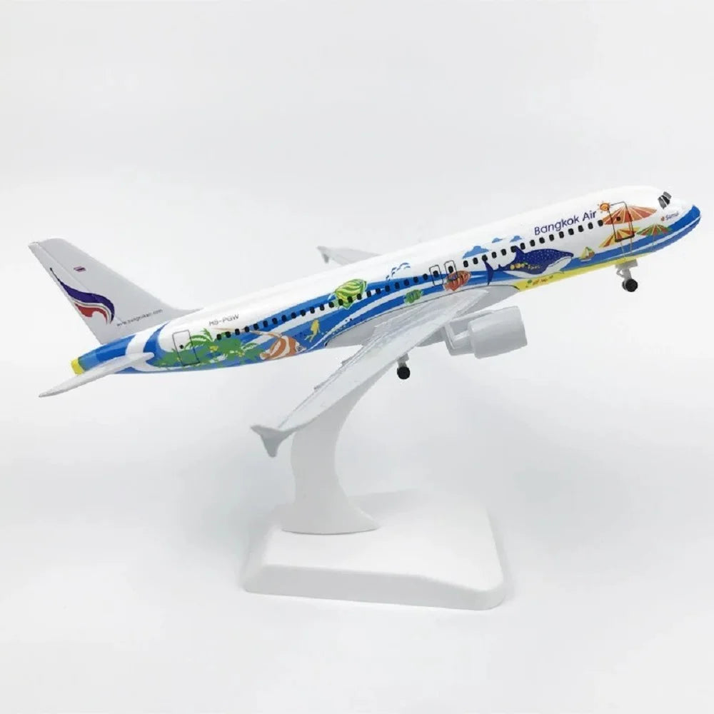 Metal Diecast Airplane 20CM Bangkok Fish A320 Airways 320 Series Replica Plane Gift With Landing Gear Wheels