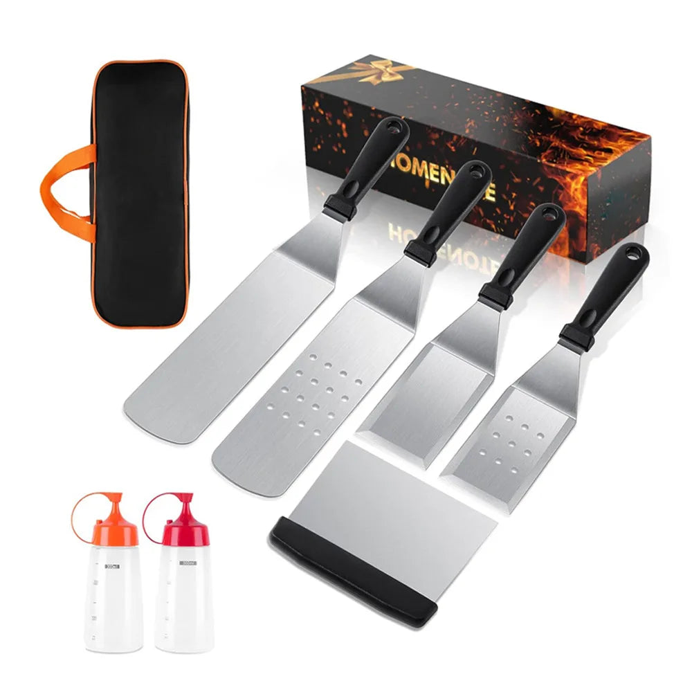 Griddle Accessories Kit,Hibachi Flat Top Grill Accessories,Grill Spatula Set with Enlarged Spatulas,Scraper for Outdoor Barbecue
