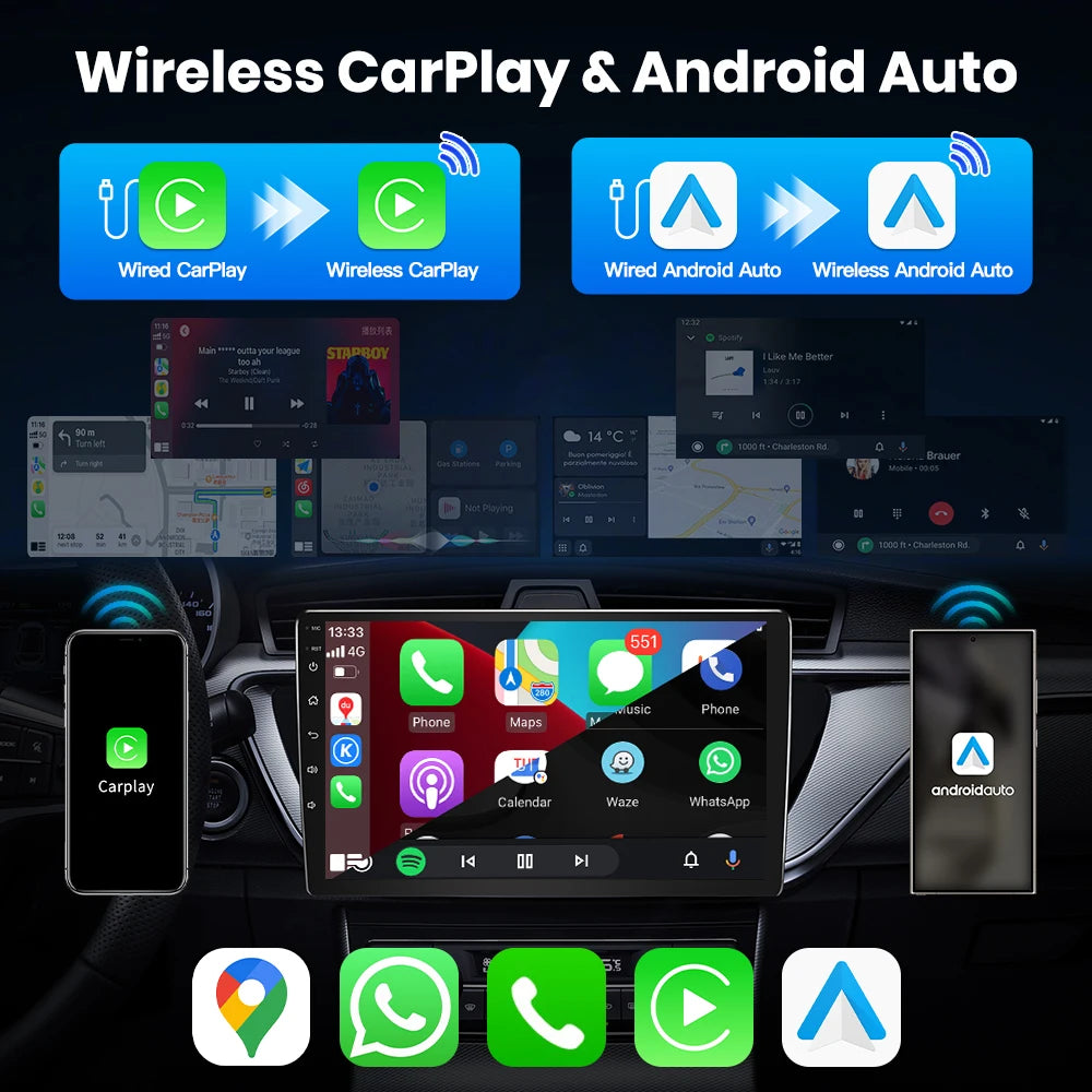 MMB Mini Ultra CarPlay Wireless Android Auto Adapter 2in1 USB Dongle for Totoya VW Chevrolet Hyundai Plug and Play Auto Connect