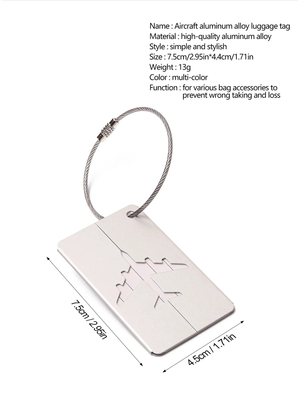 1/10pcs Premium Aluminum Travel ID Tag Durable Luggage Identification Business Card Holder Stylish Portable Luggage Tag Bag