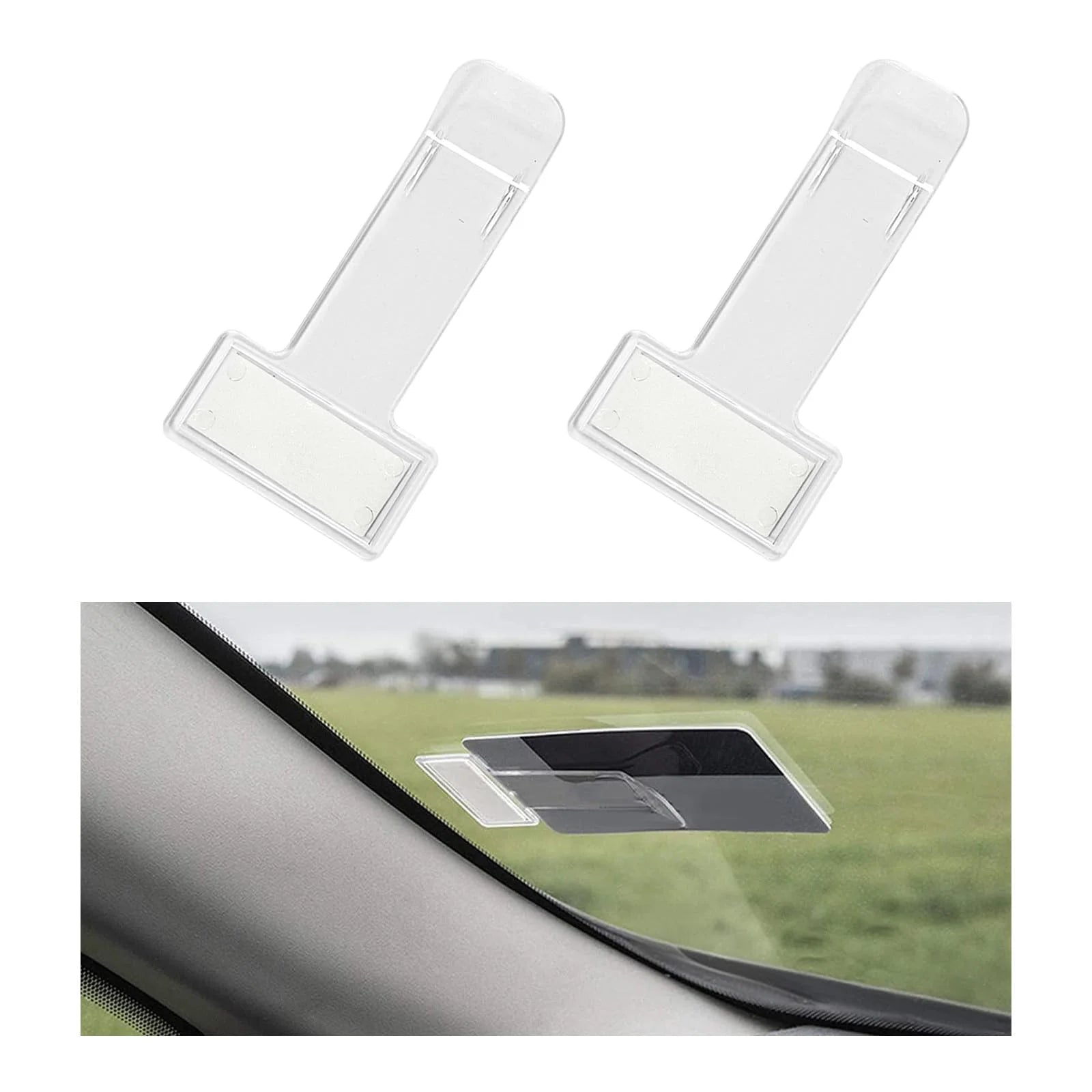 Car Window Fastener Stickers Plastic Ticket Holder Transparent Temporary Parking Business Card Holder Car Interior Accessories