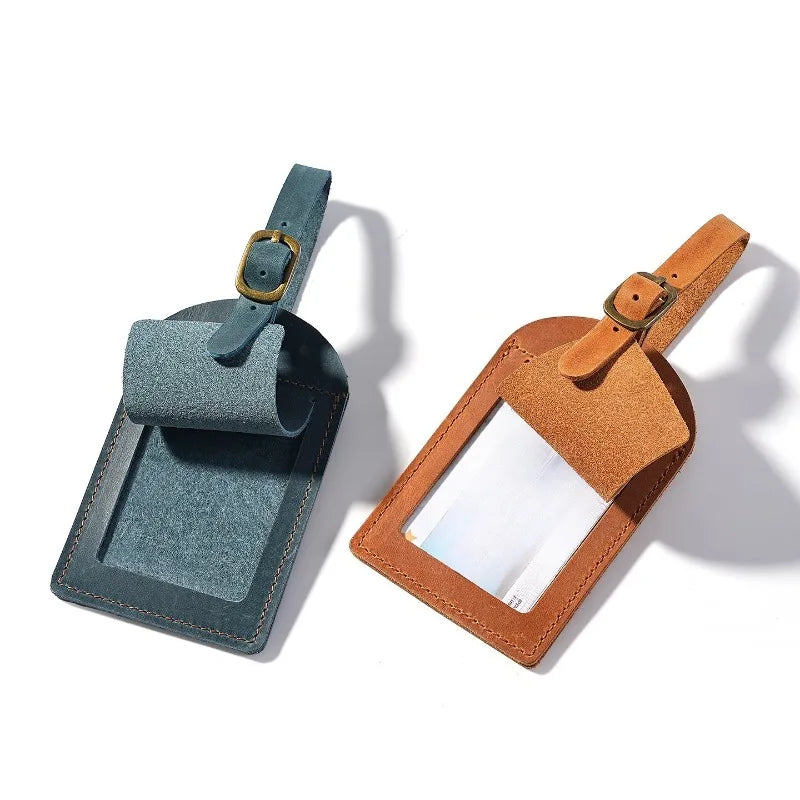 1PC Genuine Leather Luggage Tag Women Men Travel Accessories Suitcase Tags Name ID Address Lable Bag Tags for Luggage